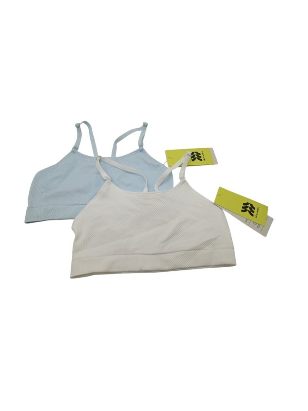 NWT All In Motion Lot of 2 Bras Pullover Sports Bra Sz 6-7 White Sky Blue Active
